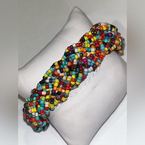Fair Trade Item Handmade Colorful Seed Beaded Bracelet in Braid Design Size: OS - Picture 1 of 7